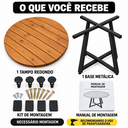 Ver imagem 7 de Mesa de Jantar Redonda 110cm em Madeira Maciça Estilo Industrial 6 Lugares Marcenariapontochic