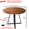 Mesa de Jantar Redonda 110cm em Madeira Maciça Estilo Industrial 6 Lugares Marcenariapontochic - 1
