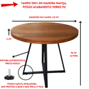 Ver imagem 7 de Mesa de Jantar Redonda 110cm em Madeira Maciça Estilo Industrial 6 Lugares Marcenariapontochic