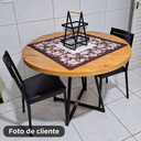 Ver imagem 4 de Mesa de Jantar Redonda 110cm em Madeira Maciça Estilo Industrial 6 Lugares Marcenariapontochic