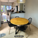 Ver imagem 3 de Mesa de Jantar Redonda 110cm em Madeira Maciça Estilo Industrial 6 Lugares Marcenariapontochic