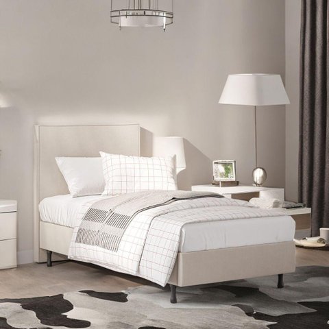 Cama Solteiro One Confort com Cabeceira Inclusa Pé Resistente Bege