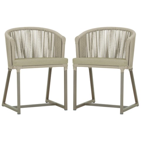 2 Cadeiras de Jantar Área Noronha em Alumínio com Pintura Fendi Corda Náutica E7 Trama Original