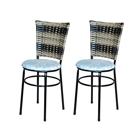 2 Cadeiras para Mesa Preta Hawai Cappuccino Premium Assento Floral:floral Gelo