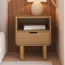 Ver imagem 3 de Mesa de Cabeceira para Quarto 1 Gaveta Orgânica 45cm Nordic A03 Hanover Roble - Lyam Decor