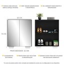 Ver imagem 3 de Sapateira 2 Portas com Espelho Nina Multimóveis Preta/branca