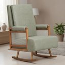 Ver imagem 2 de Poltrona de Amamentação com Balanço Base Milka Líria D02 Bouclê Verde Oliva C-199 - Lyam Decor