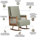 Ver imagem 4 de Poltrona de Amamentação com Balanço Base Milka Líria D02 Bouclê Verde Oliva C-199 - Lyam Decor