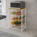 Ver imagem 1 de Fruteira com Suporte para Micro-ondas Barcelona Aço Branco Cesto Branco Tampo Canela