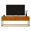 Ver imagem 1 de Rack Eros 140cm com Base Metálica Industrial Minimalista com Gavetas:naturale/dourado
