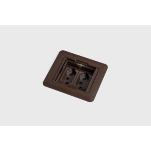 Caixa de Tomada Embutir Mesa 2 Tomadas Flex Tampa Retrátil Marrom