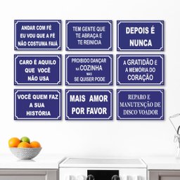 Kit 9 Placas Decorativas Frases Divertidas 20x13 cm Mdf - 1