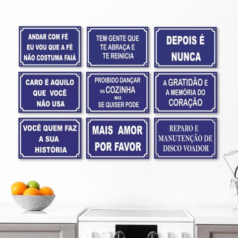 Kit 9 Placas Decorativas Frases Divertidas 20x13 cm Mdf