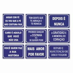 Kit 9 Placas Decorativas Frases Divertidas 20x13 cm Mdf - 2