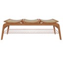 Ver imagem 2 de Banco Ricco 3 Lugares Madeira com Assento Palhinha e Apoio de Calçados Amêndoa