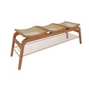 Ver imagem 3 de Banco Ricco 3 Lugares Madeira com Assento Palhinha e Apoio de Calçados Amêndoa