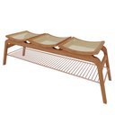 Ver imagem 1 de Banco Ricco 3 Lugares Madeira com Assento Palhinha e Apoio de Calçados Amêndoa