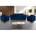 Ver imagem 2 de Kit Sofá 3 Lugares e 2 Poltronas Beny Viena Suede Azul - Madeira Prima Deccor