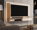 Ver imagem 1 de Painel Tv Smart Luxo até 55 P Math com Porta Cor Off White / Nature- Jm Casa Dos Moveis