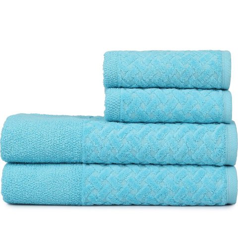 Jogo de Toalhas 4 Pçs Banho e Rosto Finesse 380g/m² 100% Algodão Atlântica Azul Polar