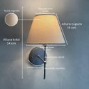 Ver imagem 3 de Kit 2 Arandelas de Parede Clássica Chumbo com Cúpula Bege Ref 19 com Lâmpada Branco Quente