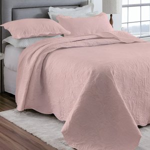 Colcha Ultrassônica - Casal - Classic - C/ Porta Travesseiros - Rose - Rozac