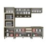 Cozinha Modulada Évelin 10 Portas 2 Gavetas com Ilha Gourmet 1 Porta Henn - Duna/Cristal - 10