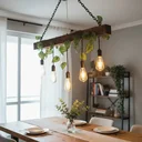 Ver mais imagens de Lustre Luminária de Madeira Rústico Pó de Madeira para 5 Lâmpadas Bivolt Área Gourmet