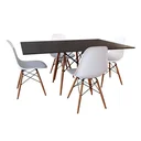 Ver imagem 2 de Conjunto De Mesa Eames Eiffel Retangular 120x75 Tampo De Madeira Preto Com 4 Cadeiras Brancas