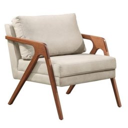 Kit 02 Poltronas Decorativas Madeira Maciça Luxo Itália - Zahav Estofados:Suede Bege - 3