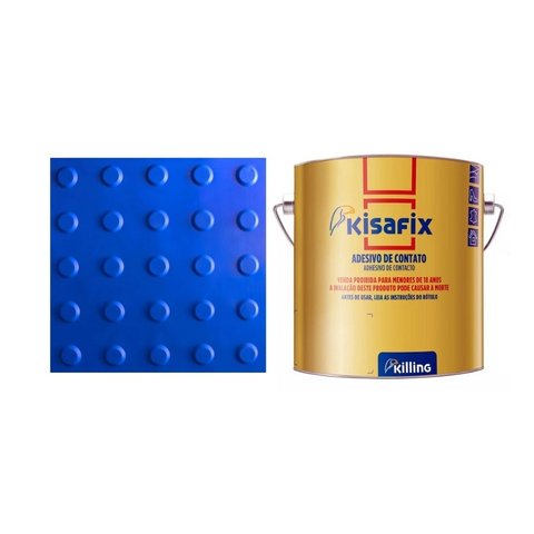 Piso Tátil Alerta Azul Pvc Kit 20pçs + 2 Cola 750g