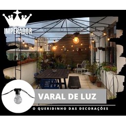 Varal de Luz com 20 Cordão de Luzes Gambiarra de Lampada Festao 20 Metros Fio com Luzes - 2