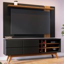 Ver imagem 1 de Rack com Painel para TV Até 70 Polegadas Noronha 2 Portas 3 Prateleiras Preto Fosco/Noce Milano - Co