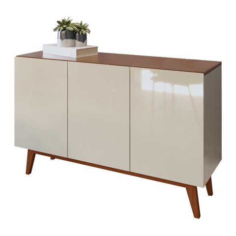 Buffet Aparador Ares 3 Portas Off-white com Freijó