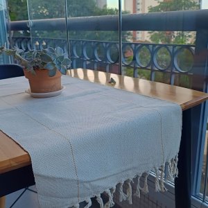Caminho de Mesa Lines Algodão Cru 45x180