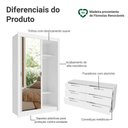 Ver imagem 4 de Conjunto Quarto Solteiro com Guarda-Roupa 2 Portas com Espelhos e Cômoda Branco Madesa