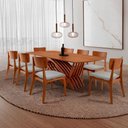 Ver imagem 1 de Conjunto de Jantar Venus 8 Lugares Tampo MDF Cadeiras Viena Gold Estofadas 220cm Moderna