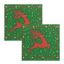 Ver imagem 1 de Kit Guardanapo de Natal Estampado Rena Verde e Vermelho 25x25cm Folha Dupla Prime 40 Unidades