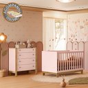 Ver imagem 1 de Quarto de Bebê com Berço 4315 Slim e Cômoda 5135 Flora Rosa Qmovi + Colchão Gazin