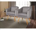 Ver imagem 1 de Kit 2 Poltronas para Sala Recepção Escritório Consultório Suede Cinza