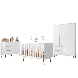 Quarto de Bebê Completo Roupeiro + Cômoda+ Berço Retrô Melinda - 2