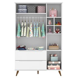 Quarto de Bebê Completo Roupeiro + Cômoda+ Berço Retrô Melinda - 5