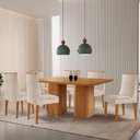 Ver imagem 1 de Mesa de Jantar Eloise 180cm Tampo Mdf Laminado com 6 Cadeiras Lisboa Moderna Mobília