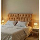 Ver imagem 1 de Cabeceira Almofadada Suspensa de Cama Casal Cabeceira Leticia 140cm X 55cm Bege