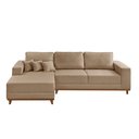 Ver imagem 2 de Sofá Fixo com Chaise 2,5m Cronos Linho com Molas Lado Esquerdo Meu Sofá Online