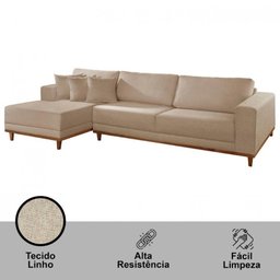 Sofá Cronos Linho 4 Lugares Chaise Lado Esquerdo Meu Sofá Online - 3