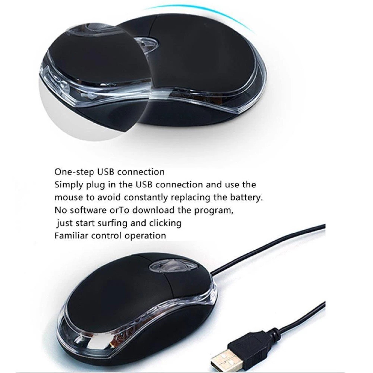 Mouse Usb Óptico Plug And Play Com Fio Banson Tech Computador Notebook Pc 800 1000dpi Alta Precisão - 2