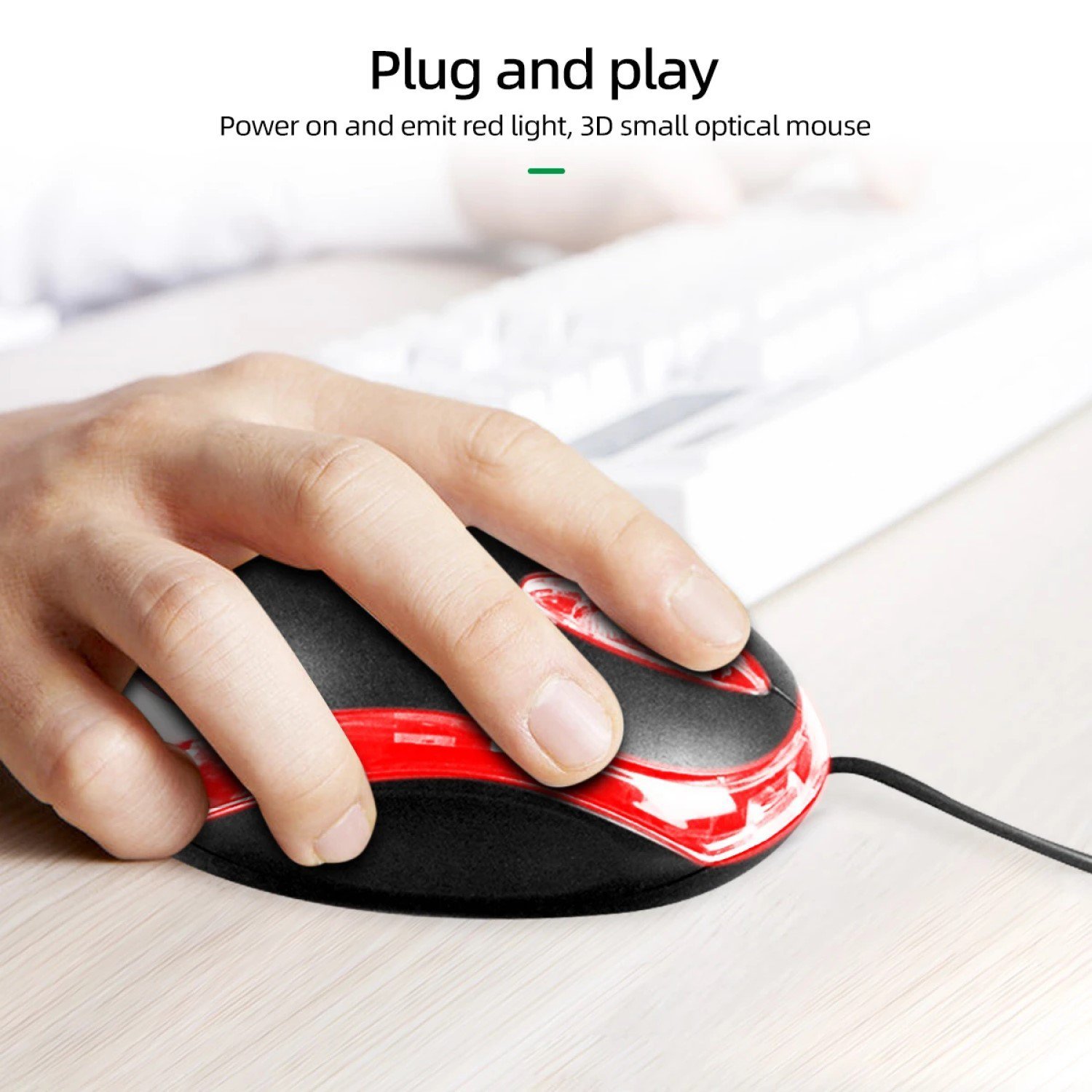 Mouse Usb Óptico Plug And Play Com Fio Banson Tech Computador Notebook Pc 800 1000dpi Alta Precisão - 5