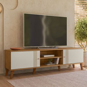 Rack para Tv até 65 Polegadas Denver com 2 Portas de Correr Nature/off White - Peternella