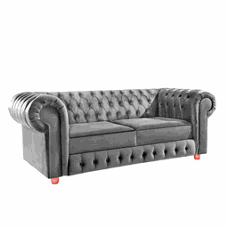 Namoradeira Chesterfield Bourbon 3 Lugares Via Encanto Veludo Cinza Claro - 1